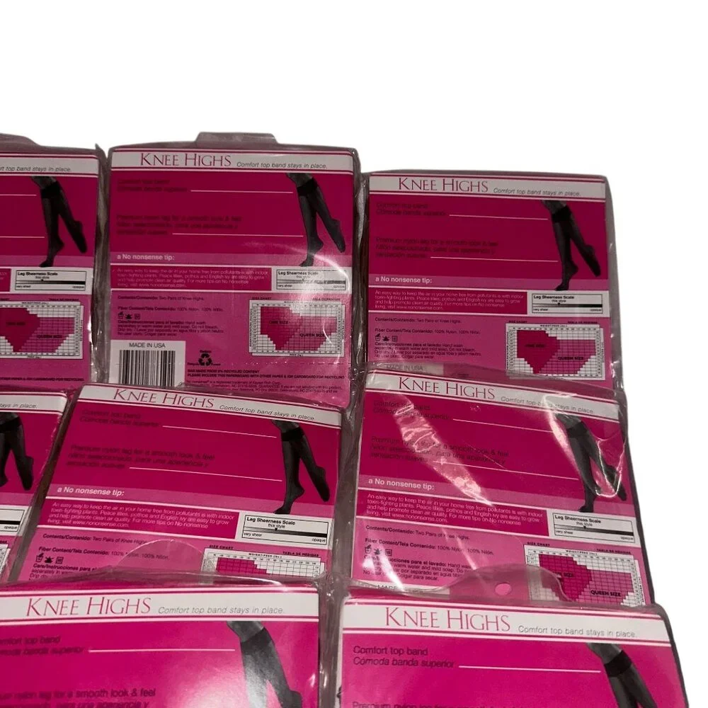 Lot 13 Vintage No Nonsense Knee Highs Womens Size One Tan Off Black Sealed